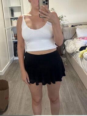 Black Mini Skirt - Flared Tennis Style